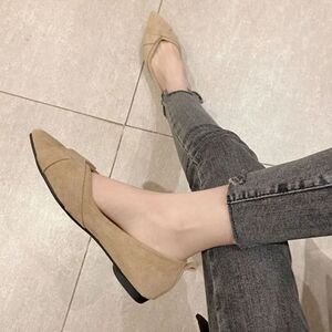 ANNE KLEIN POINTED TOE CRISSCROSS DOUBLE STRAP SLIP-ON WOMEN"S FLAT SHOE